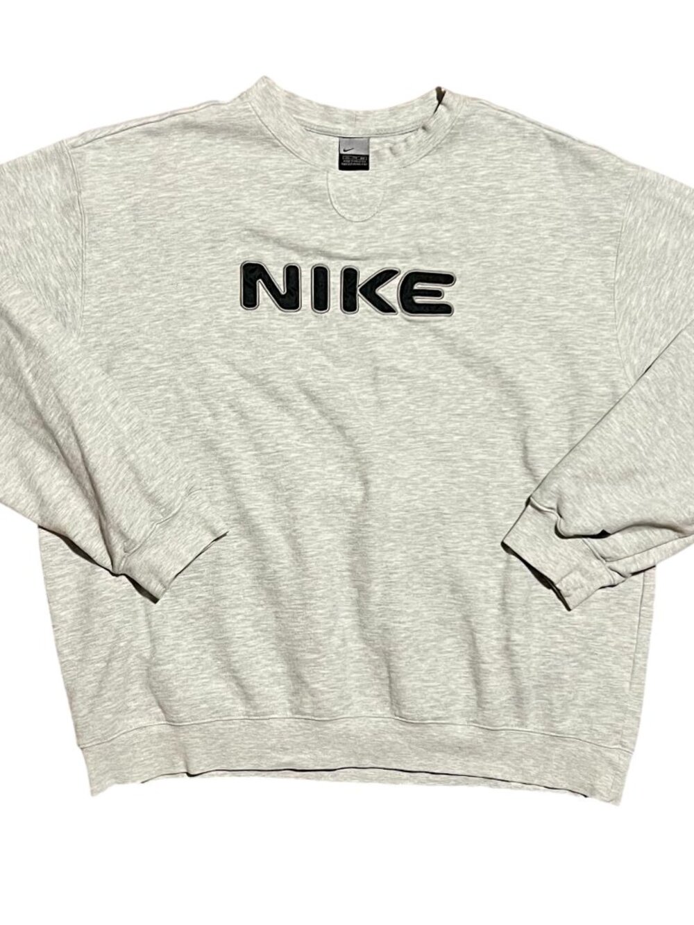 Nike Vintage Y2K Spellout Embroidered Gray Crewneck Sweatshirt, Men's 2XL